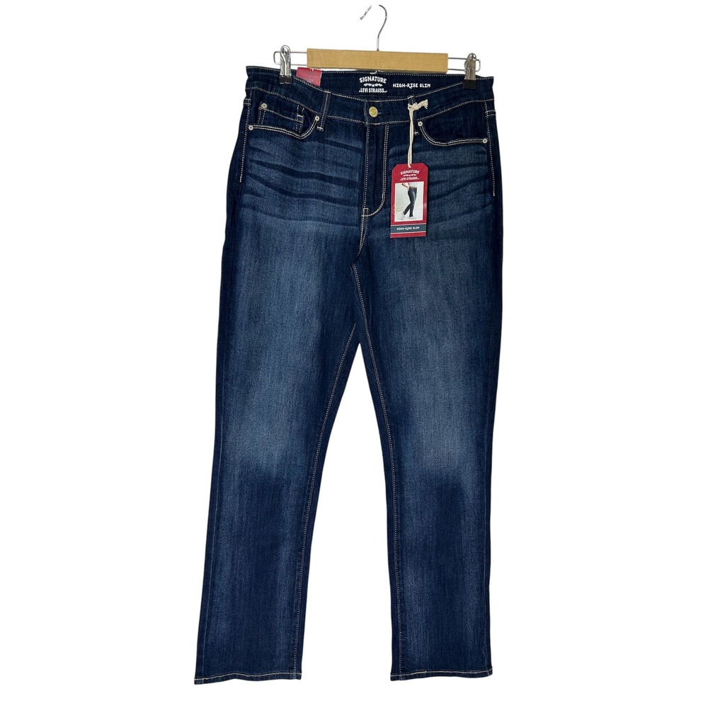Signature by Levi Strauss & Co Stretch Soft Dark Wash High-Rise Slim jeans 12/31 - Picture 1 of 13